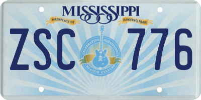 MS license plate ZSC776