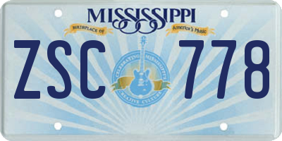 MS license plate ZSC778