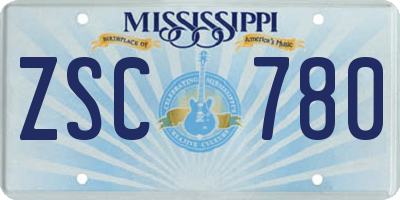 MS license plate ZSC780