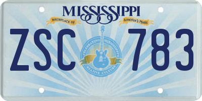 MS license plate ZSC783