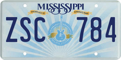 MS license plate ZSC784
