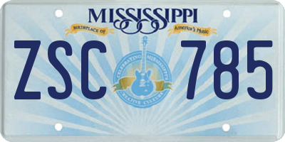 MS license plate ZSC785