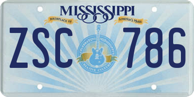 MS license plate ZSC786