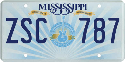 MS license plate ZSC787