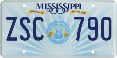 MS license plate ZSC790