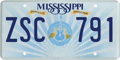 MS license plate ZSC791