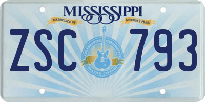MS license plate ZSC793