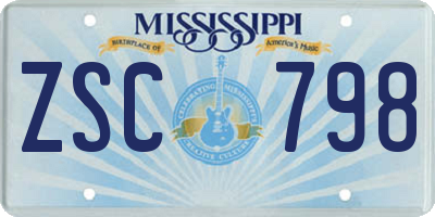 MS license plate ZSC798