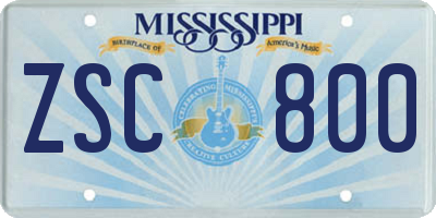 MS license plate ZSC800