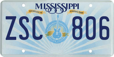 MS license plate ZSC806