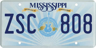 MS license plate ZSC808