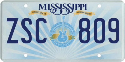 MS license plate ZSC809