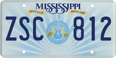 MS license plate ZSC812
