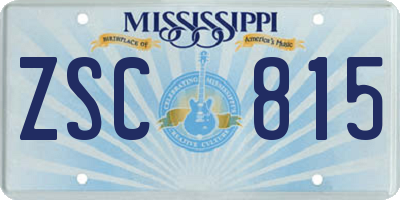 MS license plate ZSC815