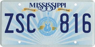 MS license plate ZSC816