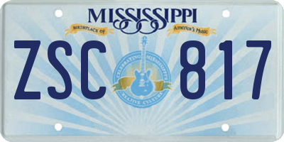 MS license plate ZSC817