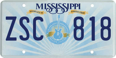 MS license plate ZSC818