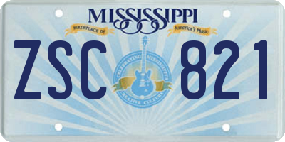 MS license plate ZSC821