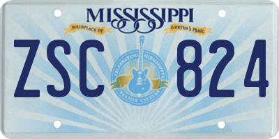 MS license plate ZSC824