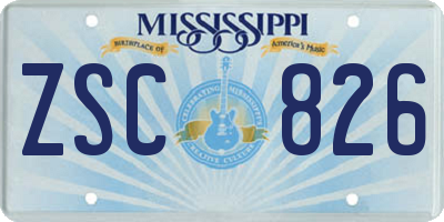 MS license plate ZSC826