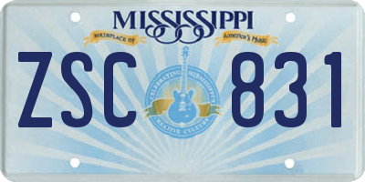 MS license plate ZSC831