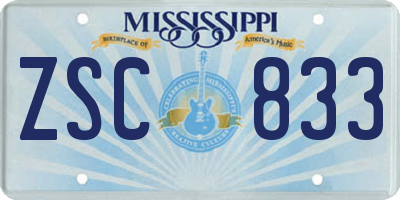MS license plate ZSC833