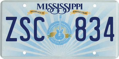 MS license plate ZSC834