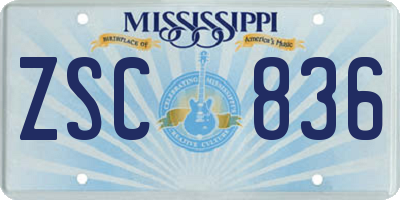 MS license plate ZSC836