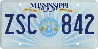 MS license plate ZSC842