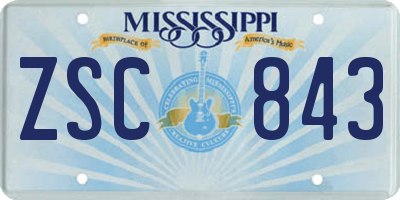 MS license plate ZSC843