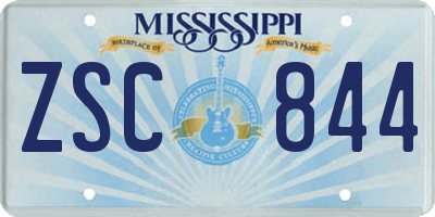 MS license plate ZSC844