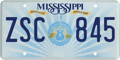 MS license plate ZSC845
