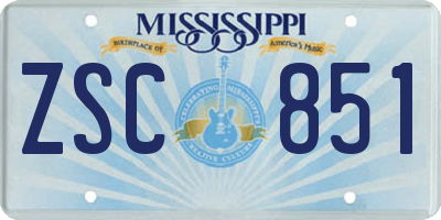 MS license plate ZSC851
