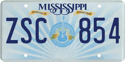 MS license plate ZSC854