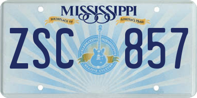 MS license plate ZSC857