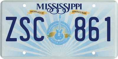 MS license plate ZSC861
