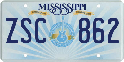 MS license plate ZSC862