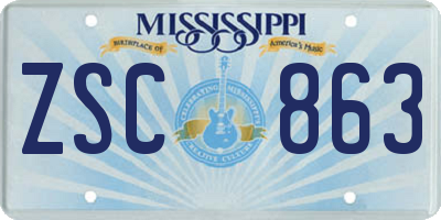 MS license plate ZSC863