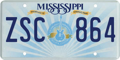 MS license plate ZSC864