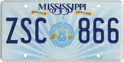 MS license plate ZSC866