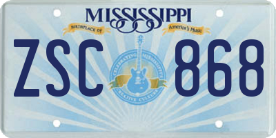 MS license plate ZSC868