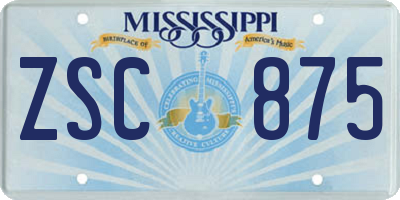 MS license plate ZSC875