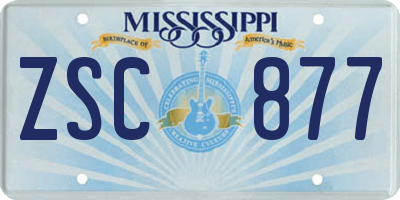 MS license plate ZSC877