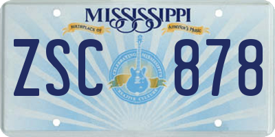 MS license plate ZSC878