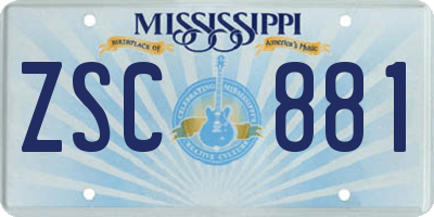 MS license plate ZSC881