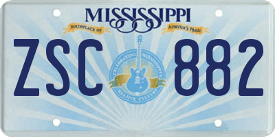 MS license plate ZSC882
