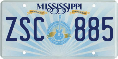MS license plate ZSC885
