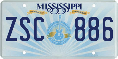 MS license plate ZSC886