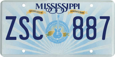 MS license plate ZSC887