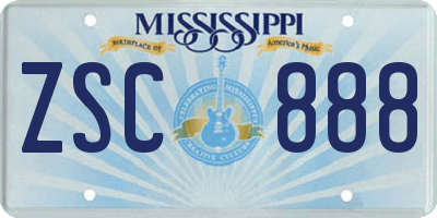 MS license plate ZSC888